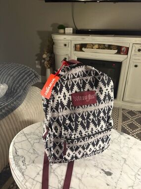Wrangler Black and White Aztec Backpack with Burgundy Accents